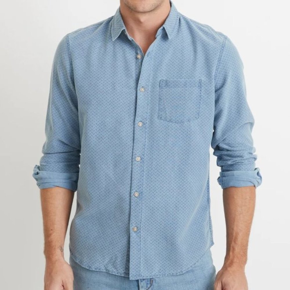 Men's Marine Layer Poe Button Down in Faded Indigo Medium